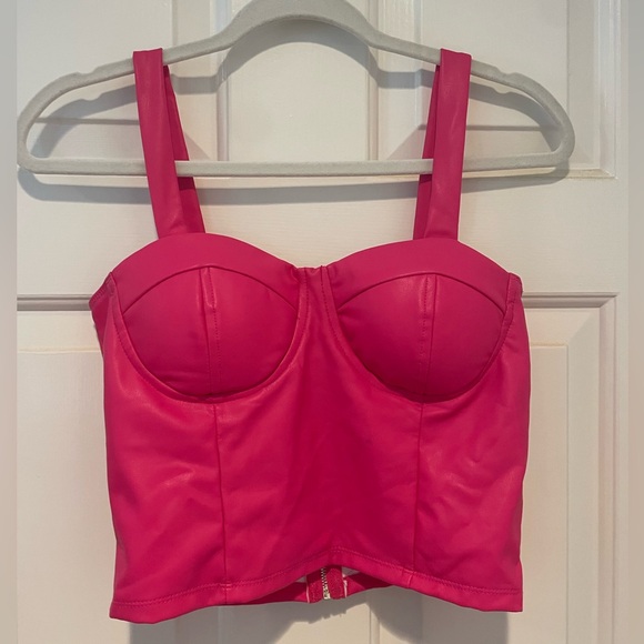 Shinestar Tops - Size medium hot pink leather corset top
